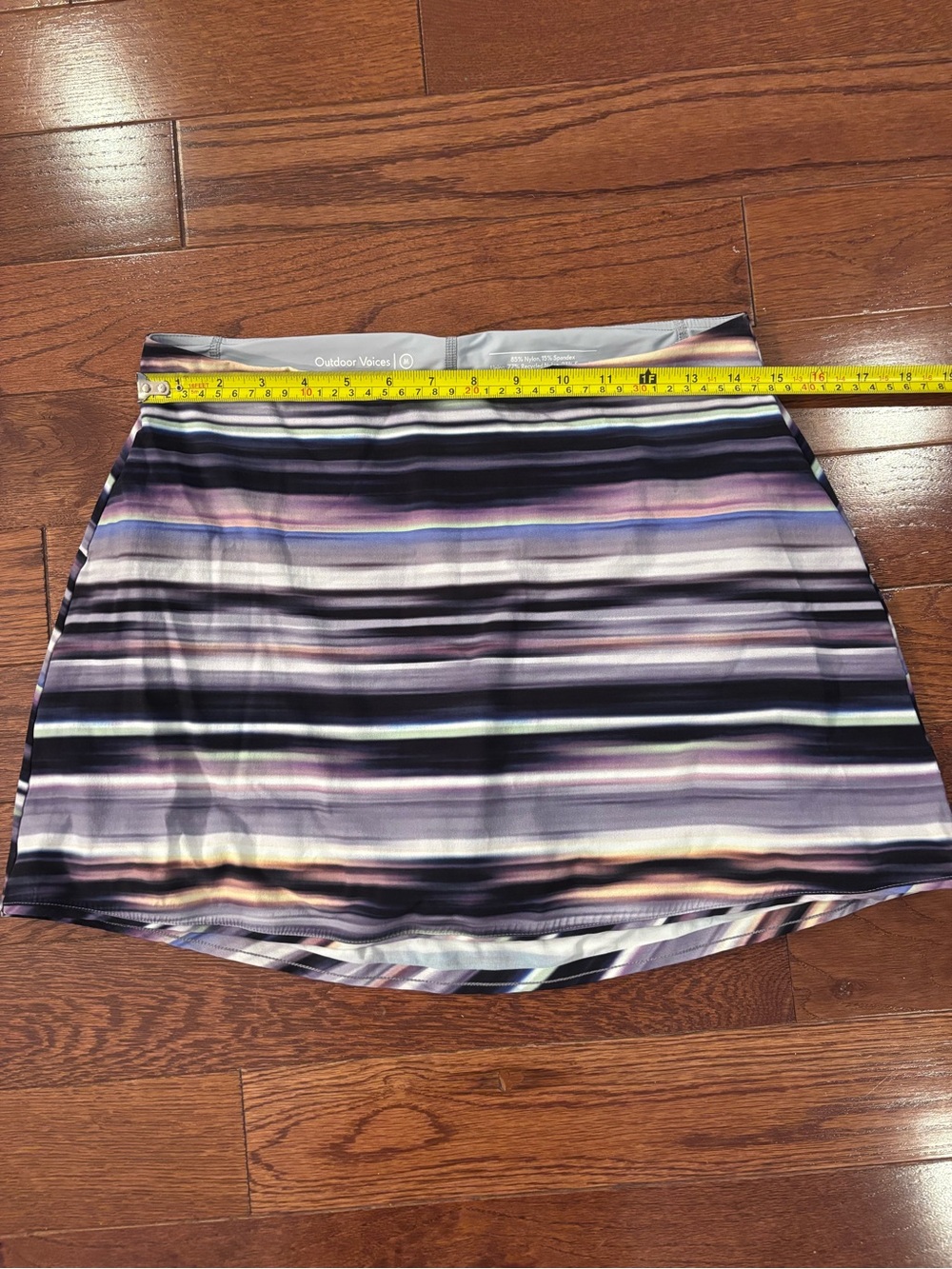 Outdoor Voices Striped Circle Skirt in Purple and Black